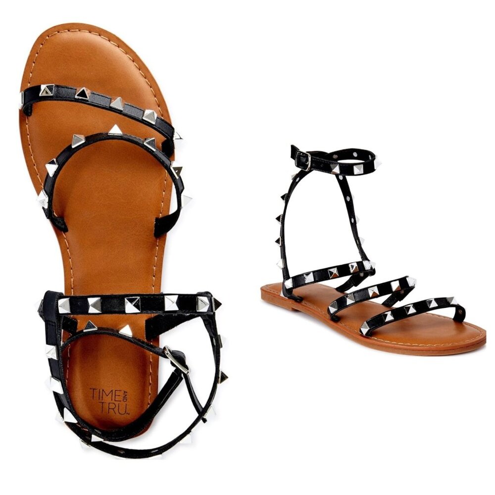 NWT Time and Tru Women's Studded Stylish Summer Spring Gladiator Sandals SZ 9‎